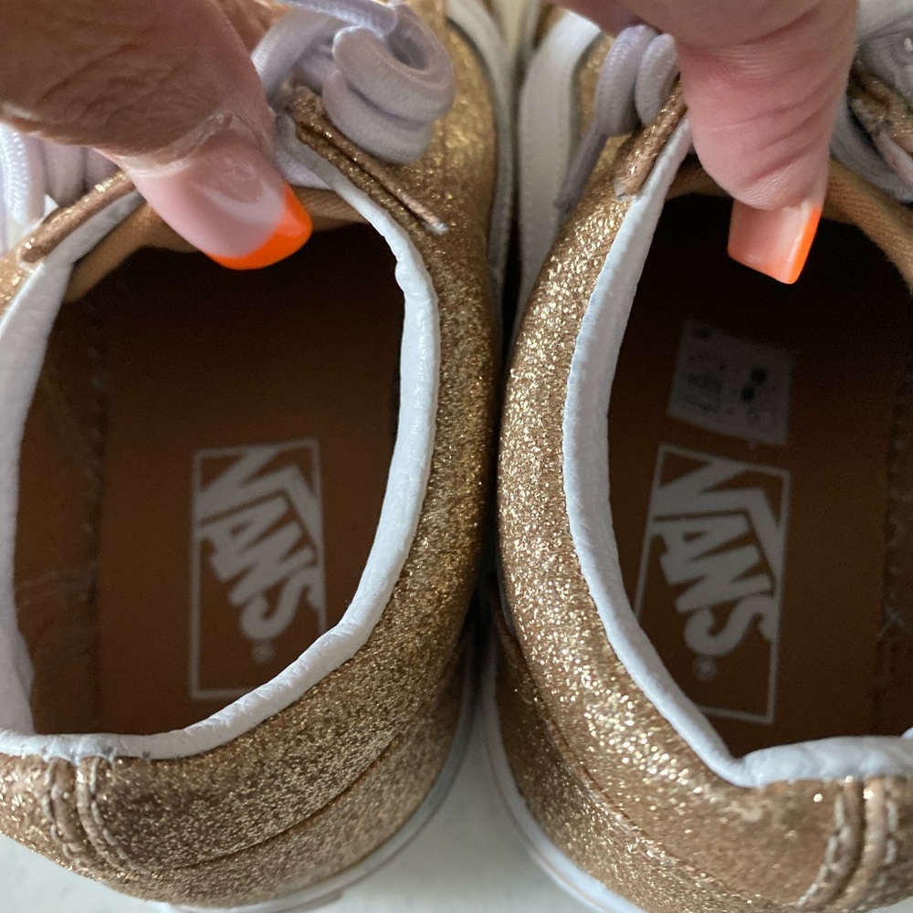 Vans Kids Glitter Gold and White Low-Top Sneakers - Picture 4 of 6